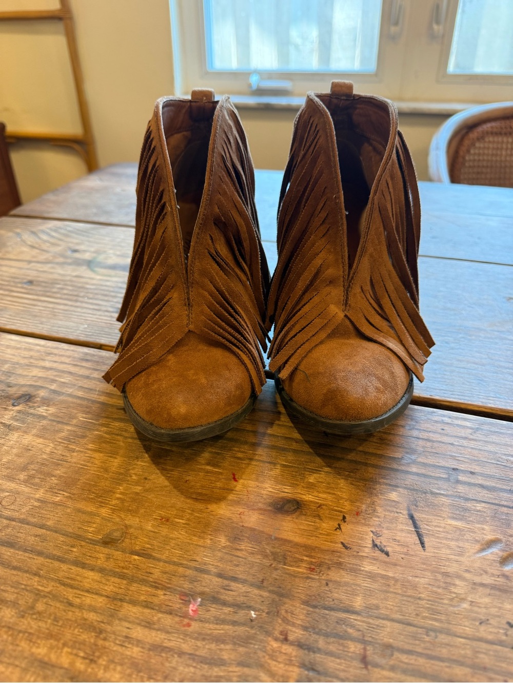 Matisse Brown Suede Fringe Ankle Booties